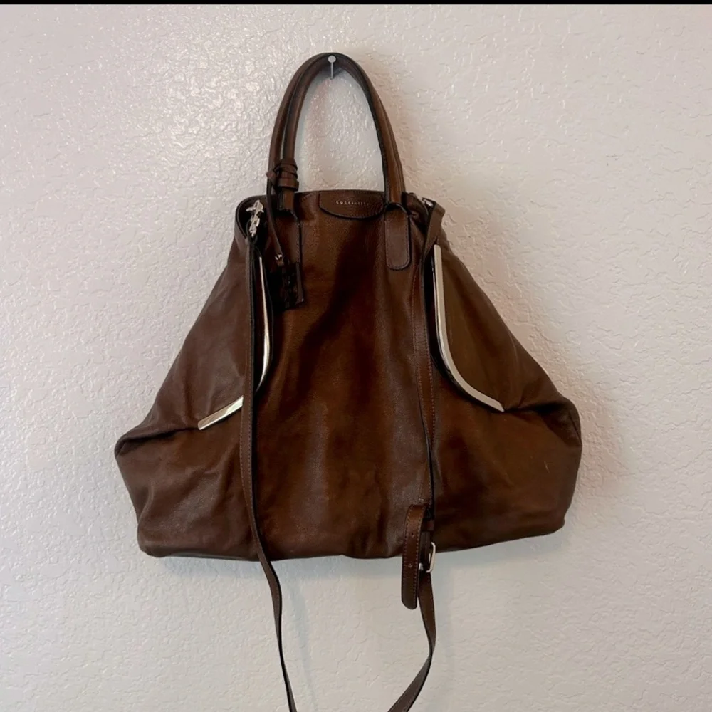 Gorgeous Coccinelle Brown Pebbled Leather Shoulder Bag | Quiet European Luxury